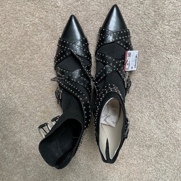 Zara Shoes - BNWT Zara Buckled Flat Sock Ankle Boots 7.5